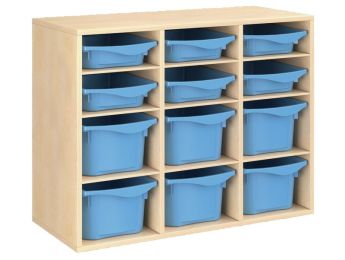 MEUBLE MÉLAMINÉ H: 81 cm - L: 105 cm 12 bacs - 9 étagères