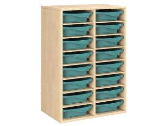 MEUBLE MÉLAMINÉ H: 102 cm - L: 70,5 cm 16 bacs - 14 étagères