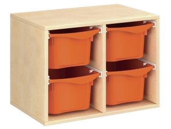 GEMELAMINEERD MEUBEL H: 51 cm - L: 70,5 cm 4 bakken op rails