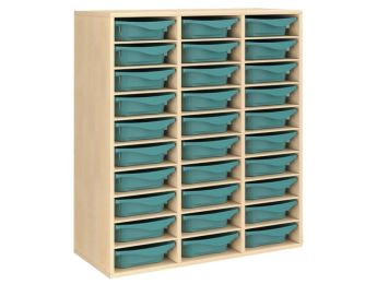 MEUBLE MÉLAMINÉ H: 118 cm - L: 105 cm 30 bacs - 27 étagères