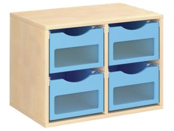 MEUBLE MÉLAMINÉ H: 51 cm - L: 70,5 cm 4 bacs sur rails