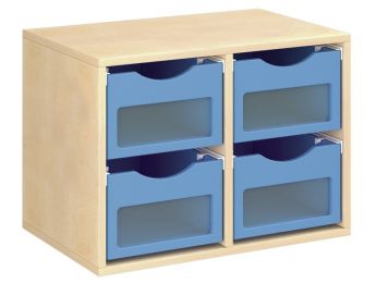 MEUBLE MÉLAMINÉ H: 51 cm - L: 70,5 cm 4 bacs sur rails