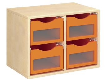 MEUBLE MÉLAMINÉ H: 51 cm - L: 70,5 cm 4 bacs sur rails