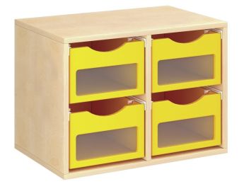 MEUBLE MÉLAMINÉ H: 51 cm - L: 70,5 cm 4 bacs sur rails