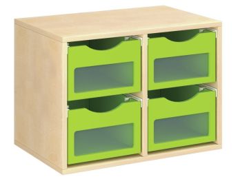 MEUBLE MÉLAMINÉ H: 51 cm - L: 70,5 cm 4 bacs sur rails