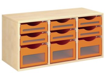 MEUBLE MÉLAMINÉ H: 51 cm - L: 105 cm 9 bacs sur rails