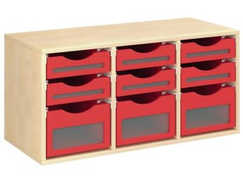MEUBLE MÉLAMINÉ H: 51 cm - L: 105 cm 9 bacs sur rails