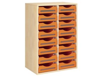 MEUBLE MÉLAMINÉ H: 102 cm - L: 70,5 cm 16 bacs bois sur rails