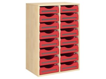 MEUBLE MÉLAMINÉ H: 102 cm - L: 70,5 cm 16 bacs bois sur rails