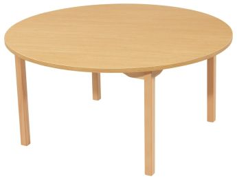 TISCH MIT GERÄUSCHARMER PLATTE - FUSSTEIL AUS HOLZ - Rund Ø 120 cm
