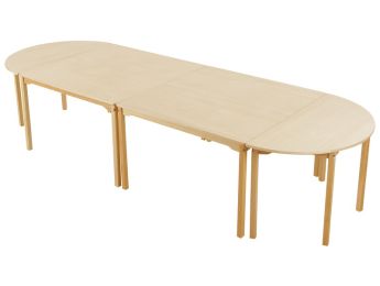 GROSSER OVALER BESPRECHUNGSTISCH - BESCHICHTETER TISCH MIT HOLZBEINEN
