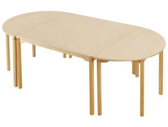OVALER BESPRECHUNGSTISCH - BESCHICHTETER TISCH MIT HOLZBEINEN