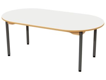 TISCH MIT BESCHICHTETER TISCHPLATTE - METALLFUSSTEIL GRAU - Oval 150x80