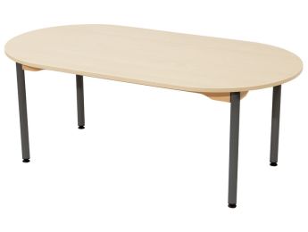 TISCH MIT BESCHICHTETER TISCHPLATTE - METALLFUSSTEIL GRAU - Oval 150x80