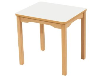 TISCH MIT BESCHICHTETER TISCHPLATTE - FUSSTEIL AUS HOLZ - Rechteckig 60x50 cm