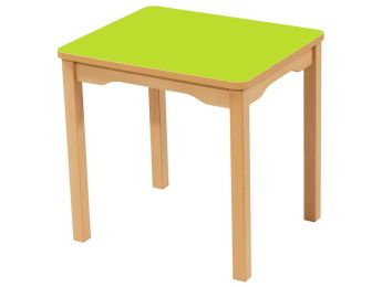 TISCH MIT BESCHICHTETER TISCHPLATTE - FUSSTEIL AUS HOLZ - Rechteckig 60x50 cm