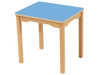 TISCH MIT BESCHICHTETER TISCHPLATTE - FUSSTEIL AUS HOLZ - Rechteckig 60x50 cm