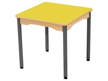 TISCH MIT BESCHICHTETER TISCHPLATTE - METALLFUSSTEIL GRAU - Rechteckig 60x50 cm