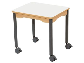 TABLE PLATEAU STRATIFIÉ - PIÉTEMENT À ROULETTES - Rectangle 60x50 cm