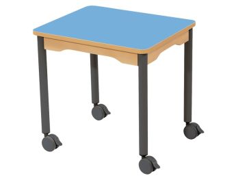 TABLE PLATEAU STRATIFIÉ - PIÉTEMENT À ROULETTES - Rectangle 60x50 cm