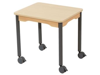 TABLE PLATEAU STRATIFIÉ - PIÉTEMENT À ROULETTES - Rectangle 60x50 cm