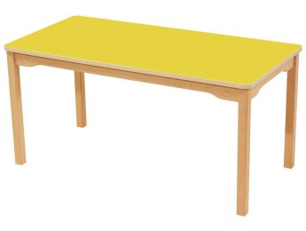 TISCH MIT BESCHICHTETER TISCHPLATTE - FUSSTEIL AUS HOLZ - Rechteckig 120x60 cm