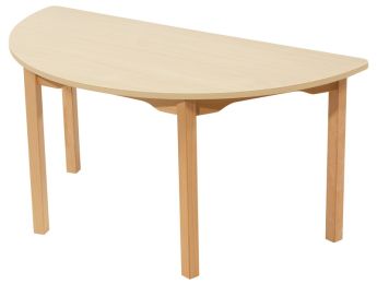TISCH MIT BESCHICHTETER TISCHPLATTE - FUSSTEIL AUS HOLZ- Halbrund 120x60 cm