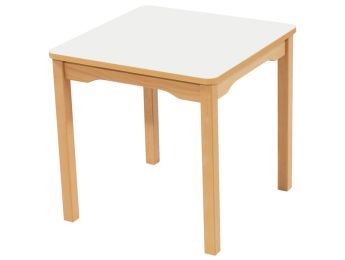 TISCH MIT BESCHICHTETER TISCHPLATTE - FUSSTEIL AUS HOLZ - Viereckig 60x60 cm