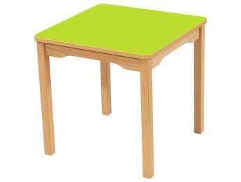 TISCH MIT BESCHICHTETER TISCHPLATTE - FUSSTEIL AUS HOLZ - Viereckig 60x60 cm
