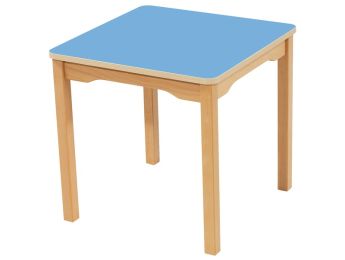 TISCH MIT BESCHICHTETER TISCHPLATTE - FUSSTEIL AUS HOLZ - Viereckig 60x60 cm
