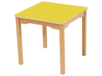 TISCH MIT BESCHICHTETER TISCHPLATTE - FUSSTEIL AUS HOLZ - Viereckig 60x60 cm