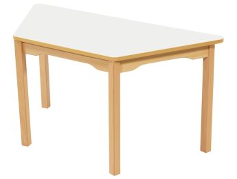 TISCH MIT BESCHICHTETER TISCHPLATTE - FUSSTEIL AUS HOLZ - Trapezform