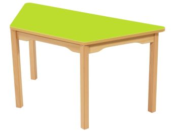 TISCH MIT BESCHICHTETER TISCHPLATTE - FUSSTEIL AUS HOLZ - Trapezform 120x60 cm