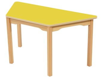 TISCH MIT BESCHICHTETER TISCHPLATTE - FUSSTEIL AUS HOLZ - Trapezform