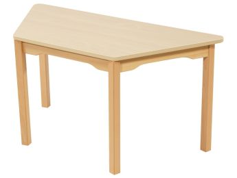 TISCH MIT BESCHICHTETER TISCHPLATTE - FUSSTEIL AUS HOLZ - Trapezform