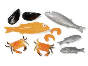 LOT DE 10 POISSONS ET CRUSTACÉS