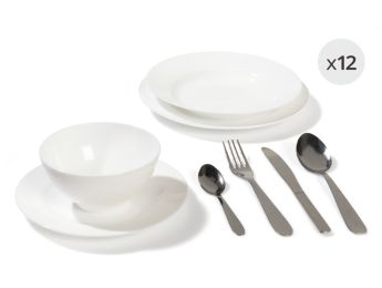 MAXI LOT VAISSELLE EN VERRE TREMPÉ BLANC