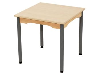 TABLE PLATEAU MÉLAMINÉ - PIÉTEMENT MÉTAL - Carré 60x60 cm