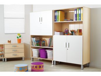 MELAMINE COATED CABINET H: 162 cm - L: 105 cm 3 shelves, High doors