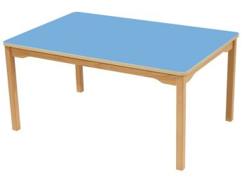 TISCH MIT BESCHICHTETER TISCHPLATTE - FUSSTEIL AUS HOLZ - Rechteckig 120x80 cm