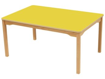 TISCH MIT BESCHICHTETER TISCHPLATTE - FUSSTEIL AUS HOLZ - Rechteckig 120x80 cm