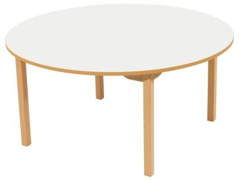 TISCH MIT BESCHICHTETER TISCHPLATTE - FUSSTEIL AUS HOLZ - Rund Ø 120 cm