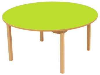 TISCH MIT BESCHICHTETER TISCHPLATTE - FUSSTEIL AUS HOLZ - Rund Ø 120 cm