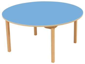 TISCH MIT BESCHICHTETER TISCHPLATTE - FUSSTEIL AUS HOLZ - Rund Ø 120 cm
