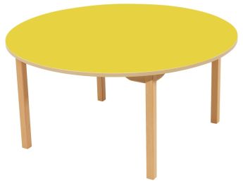 TISCH MIT BESCHICHTETER TISCHPLATTE - FUSSTEIL AUS HOLZ - Rund Ø 120 cm