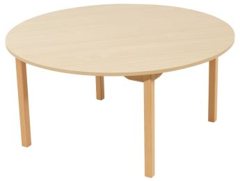 TISCH MIT BESCHICHTETER TISCHPLATTE - FUSSTEIL AUS HOLZ - Rund Ø 120 cm