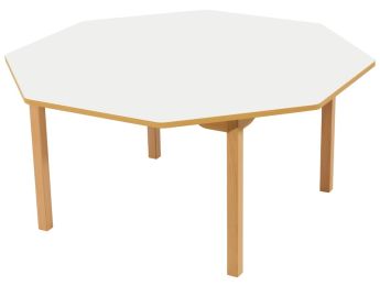 TISCH MIT BESCHICHTETER TISCHPLATTE - FUSSTEIL AUS HOLZ - Achteckig Ø 120 cm