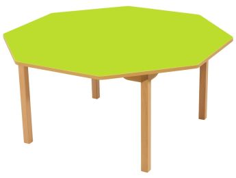TISCH MIT BESCHICHTETER TISCHPLATTE - FUSSTEIL AUS HOLZ - Achteckig Ø 120 cm