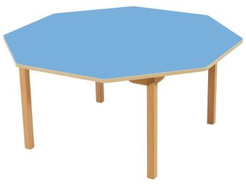 TISCH MIT BESCHICHTETER TISCHPLATTE - FUSSTEIL AUS HOLZ - Achteckig Ø 120 cm