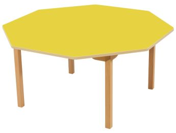 TISCH MIT BESCHICHTETER TISCHPLATTE - FUSSTEIL AUS HOLZ - Achteckig Ø 120 cm